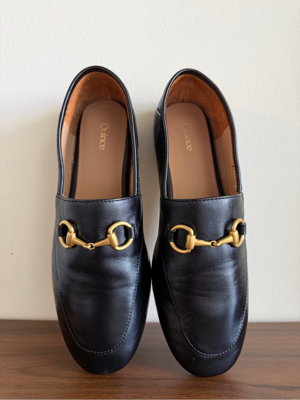 Quince Italian Leather Horsebit Loafers Black Gold Hardware Women’s Size 7 - Picture 14 of 14